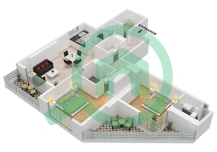Time 3 - Grundriss für 2 Schlafzimmer Wohnung Typ A