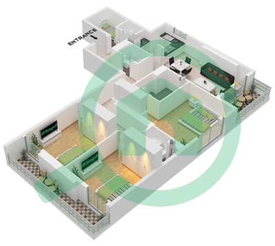 Time 3 - Grundriss für 3 Schlafzimmer Wohnung Typ A