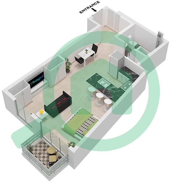Belmont Residences - Studio Apartment Type B Floor plan Type B interactive3D