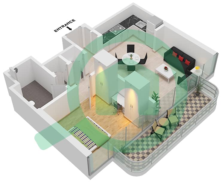 Floor plans for Type/unit 4A / UNIT 17 FLOOR 2-7 1-bedroom Apartments ...