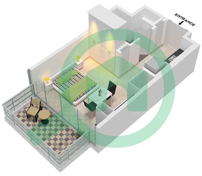 Floor plans for Type/unit 5A / UNIT 43 FLOOR 2-7 Studio Apartments in ...