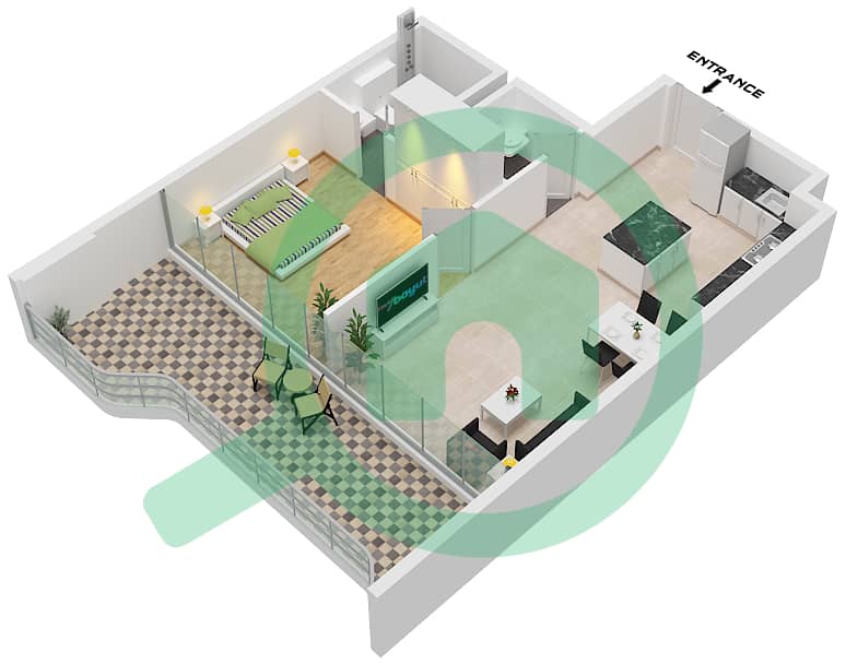Coventry Gardens 2 - 1 Bedroom Apartment Type/unit A / UNIT 11 FLOOR 1 Floor plan Type A Unit 11 Floor 1 interactive3D