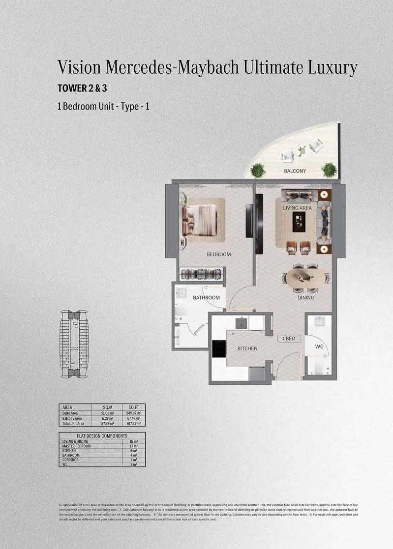 1 BR floor plan