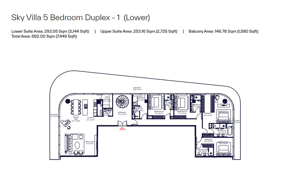 5 BR floor plan