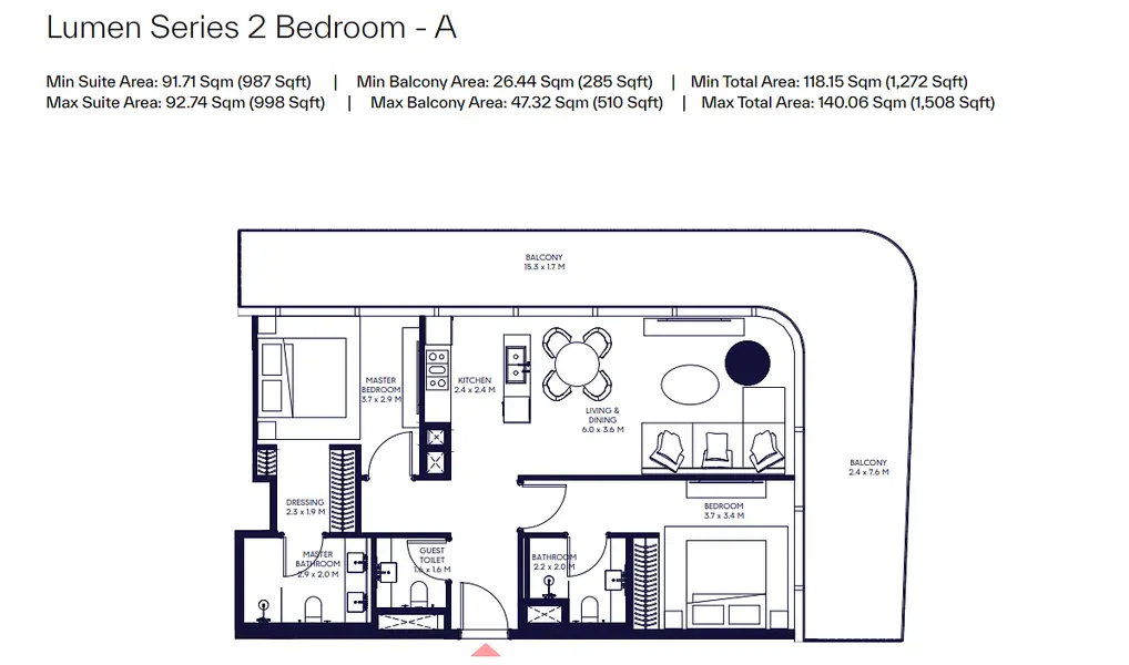 2 BR floor plan