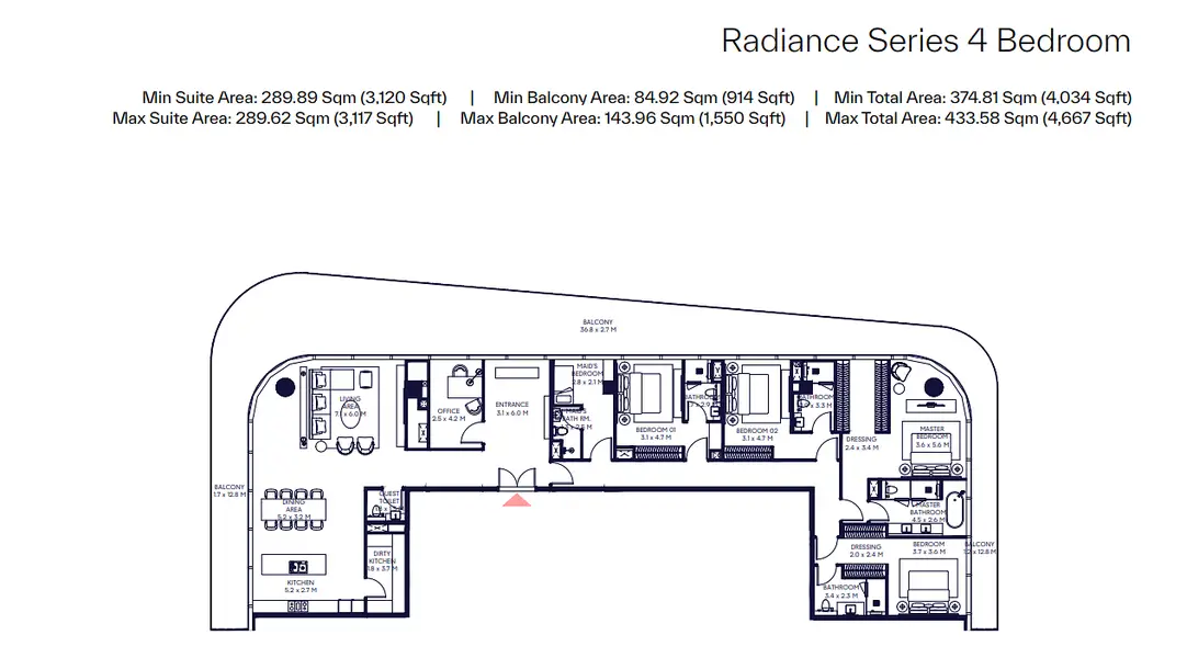 4 BR floor plan