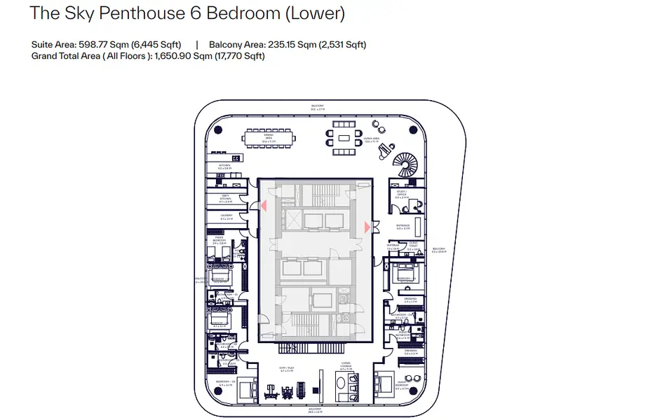 6 BR floor plan