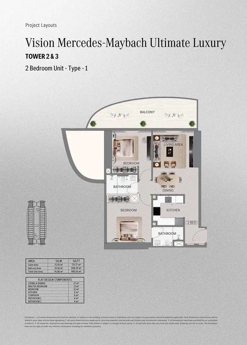 2 BR floor plan
