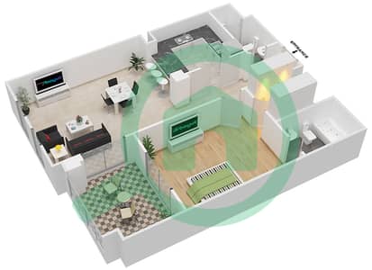 锐翰5号楼 - 1 卧室公寓单位6 / FLOOR-1-3戶型图