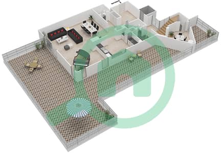 المخططات الطابقية لتصميم النموذج C شقة 3 غرف نوم - فلل المسك