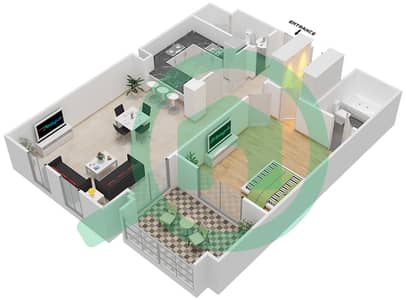 المخططات الطابقية لتصميم الوحدة 11 / FLOOR-1-3 شقة 1 غرفة نوم - ريحان 2