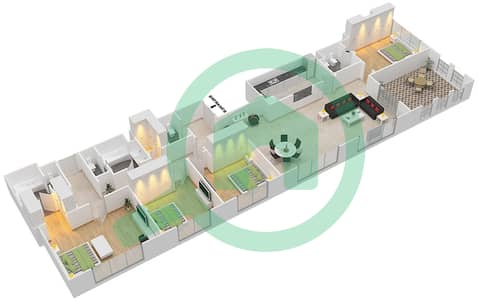 Amwaj 5 - 4 Bedroom Apartment Type G Floor plan