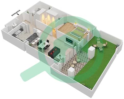 المخططات الطابقية لتصميم الوحدة 6 / GROUND FLOOR شقة 1 غرفة نوم - يانسون 1