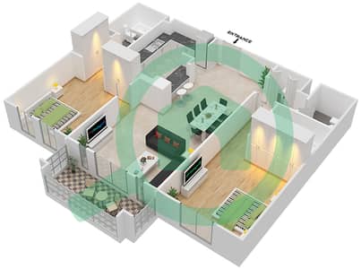 المخططات الطابقية لتصميم الوحدة 7 / FLOOR 1-2 شقة 2 غرفة نوم - يانسون 1