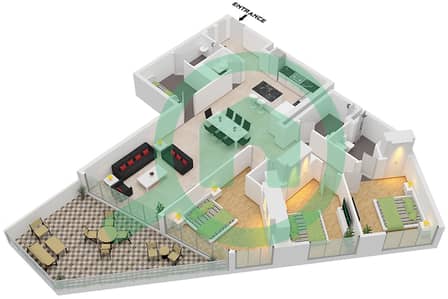 Waves Grande - 3 Bedroom Apartment Type/unit A1 / UNIT 03 PODIUM 3 Floor plan