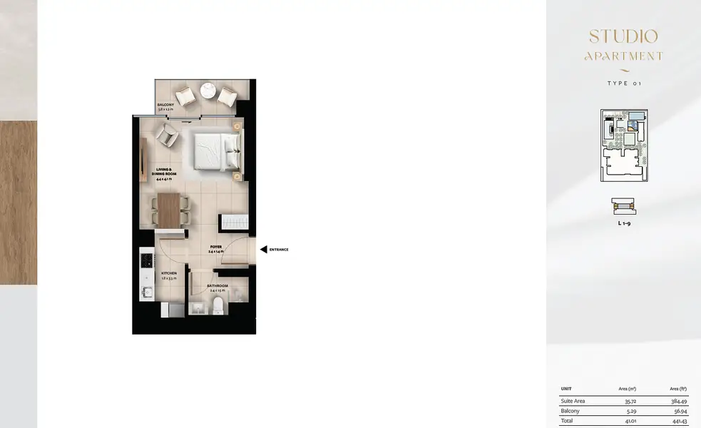 0 BR floor plan