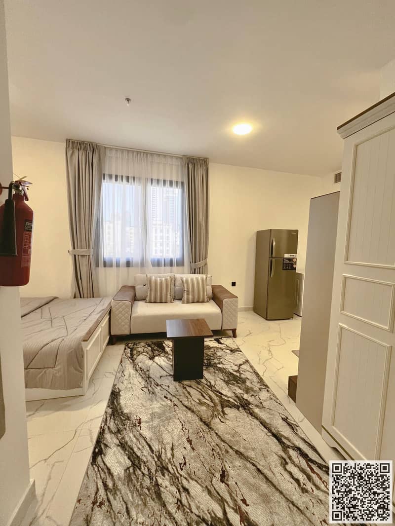 A golden opportunity! Luxurious, fully furnished studio apartment for monthly rent in Corniche, Ajman