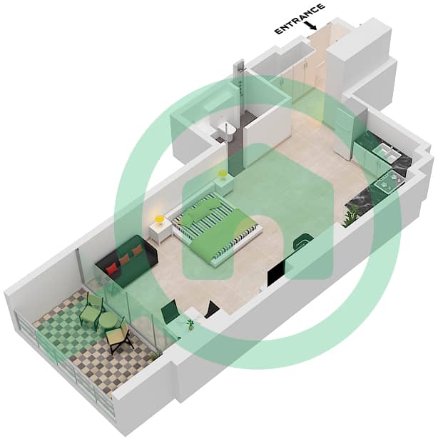 Suite 15 Floor 1 Al Serh Residences 11 - Studio Apartment Suite 15 FLOOR 1 Floor plan Suite 15 Floor 1 interactive3D