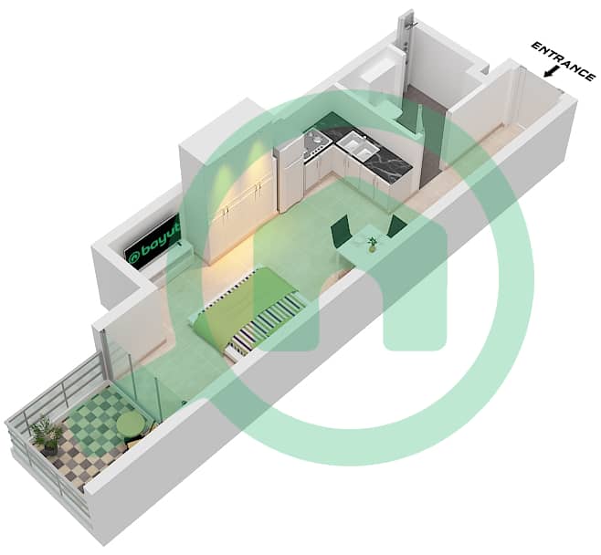Al Serh Residences 11 - Studio Apartment Suite 13 FLOOR 5 Floor plan Suite 13 Floor 5 interactive3D