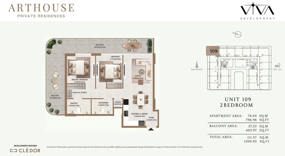2 BR floor plan