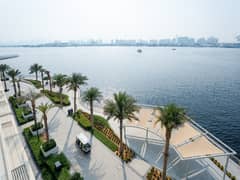 شقة غرفتي نوم مذهلة | إطلالات برج خليفة على الخور | أكبر شرفة | إطلالات 180 درجة على أفق دبي