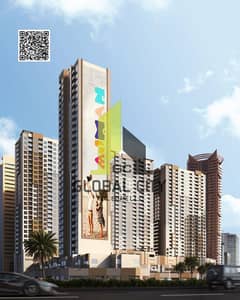 استوديو فاخر واسع المساحة مع شرفة للبيع في موقع مميز في عجمان وان المرحلة الثانية