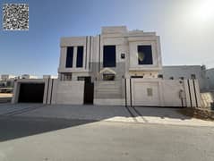 Villa for rent in Al Yasmin, first occupancy, opposite Al Rahmaniya, Sharjah. Prime location. The villa consists of: 6 master bedrooms, a living room
