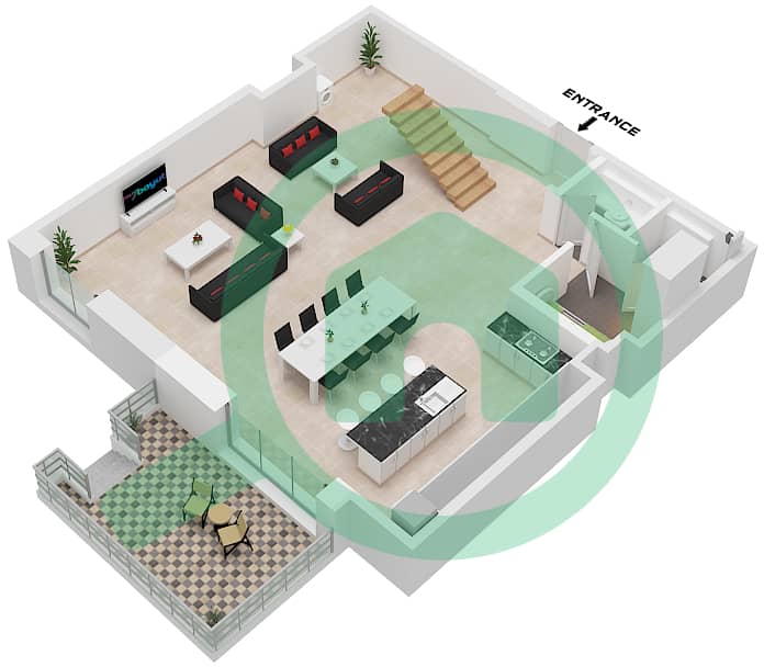 Sama Yas - 2 Bedroom Apartment Type B Floor plan Type B Floor Ground interactive3D
