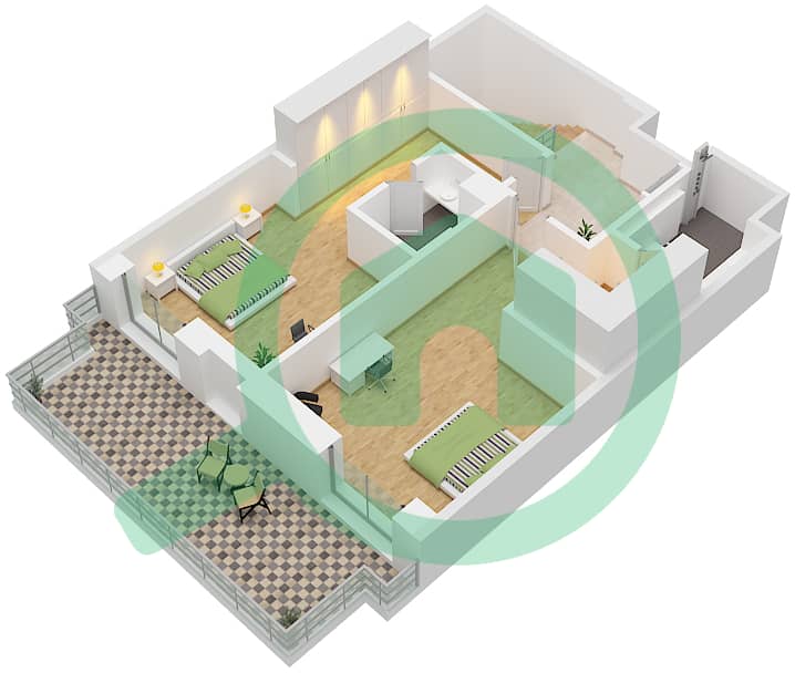 Sama Yas - 2 Bedroom Apartment Type B Floor plan Type B Floor First interactive3D