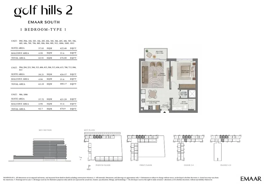 1 BR floor plan