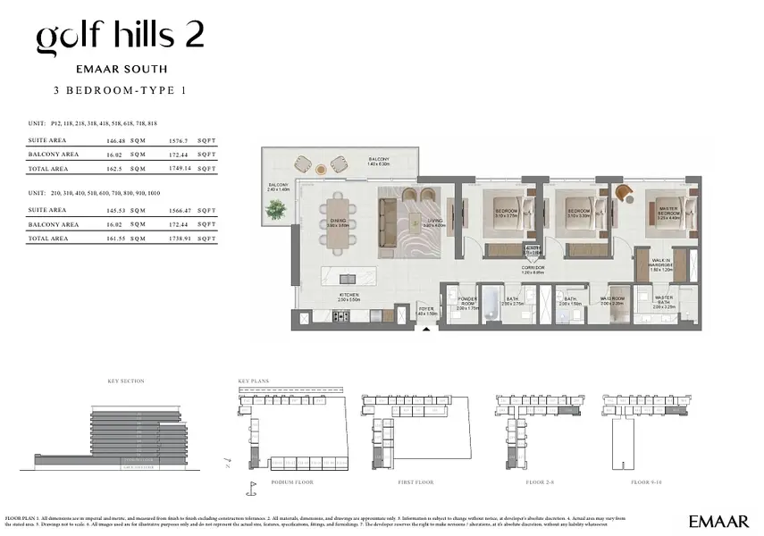3 BR floor plan
