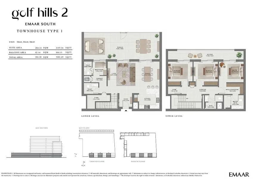 3 BR floor plan