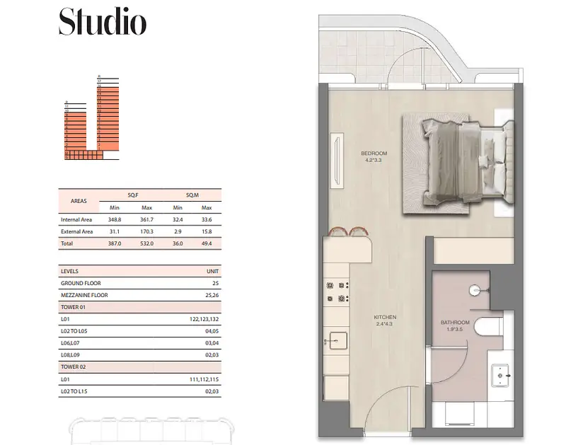 0 BR floor plan