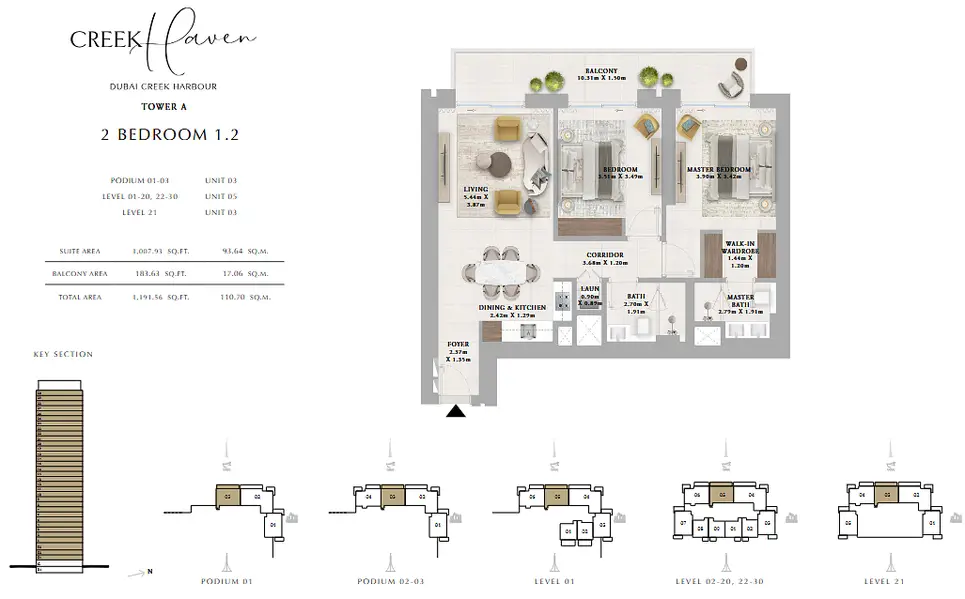 2 BR floor plan
