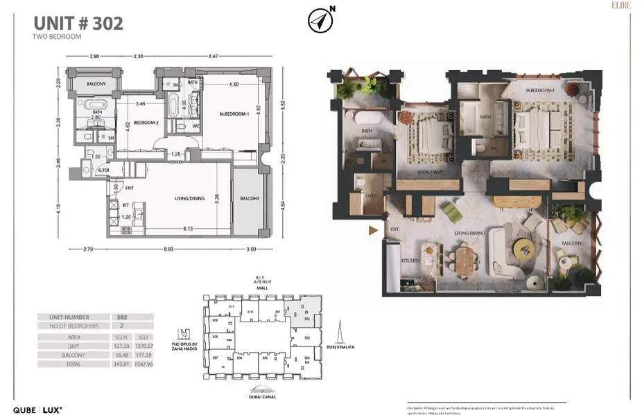 2 BR floor plan