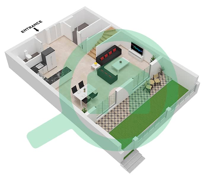 Type B(M) Ground Floor The Hamilton - Planimetria del piano di 2 Camere Appartamento Tipo B(M) Type B(M) Ground Floor interactive3D
