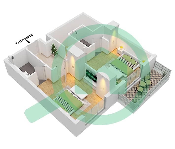 Type B(M) First Floor The Hamilton - Planimetria del piano di 2 Camere Appartamento Tipo B(M) Type B(M) First Floor interactive3D