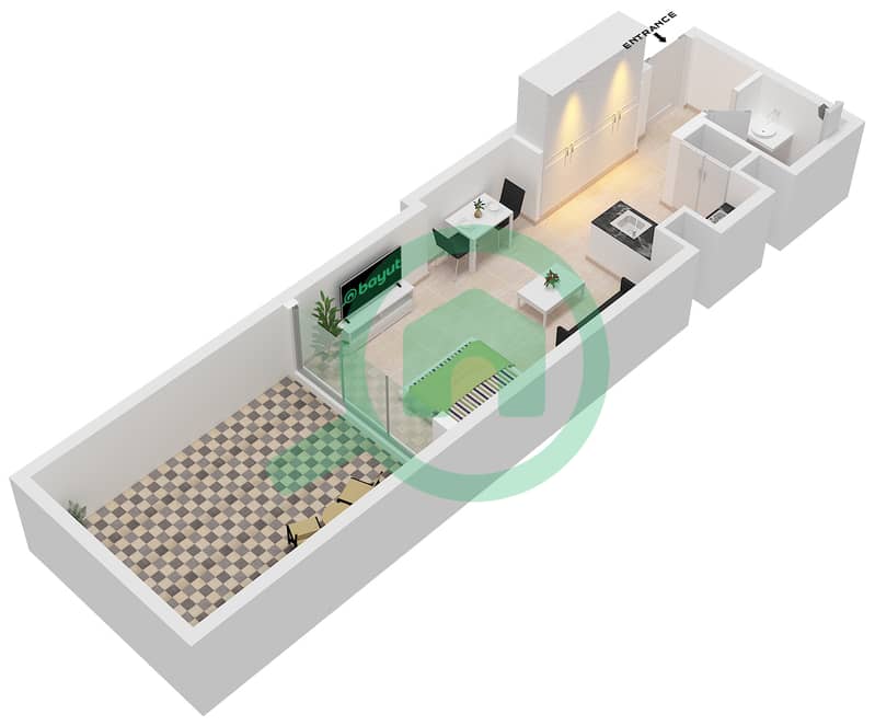 Type A Floor 1 Ozone1 Residence - Studio Apartment Type A Floor plan Type A Floor 1 interactive3D