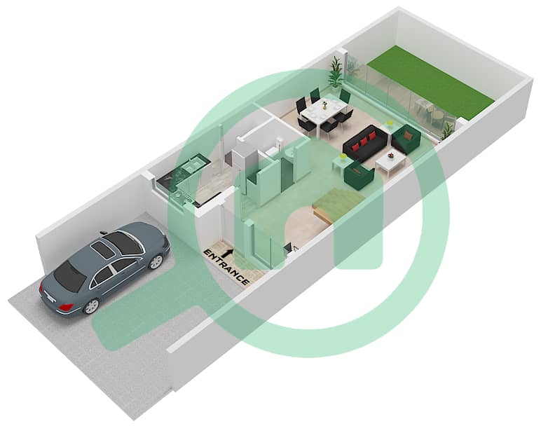 Natura - Plan d’étage de 4 chambres Maison de ville Type E Type E Ground Floor interactive3D