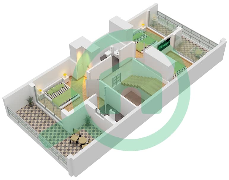 Natura - Plan d’étage de 4 chambres Maison de ville Type E Type E First Floor interactive3D