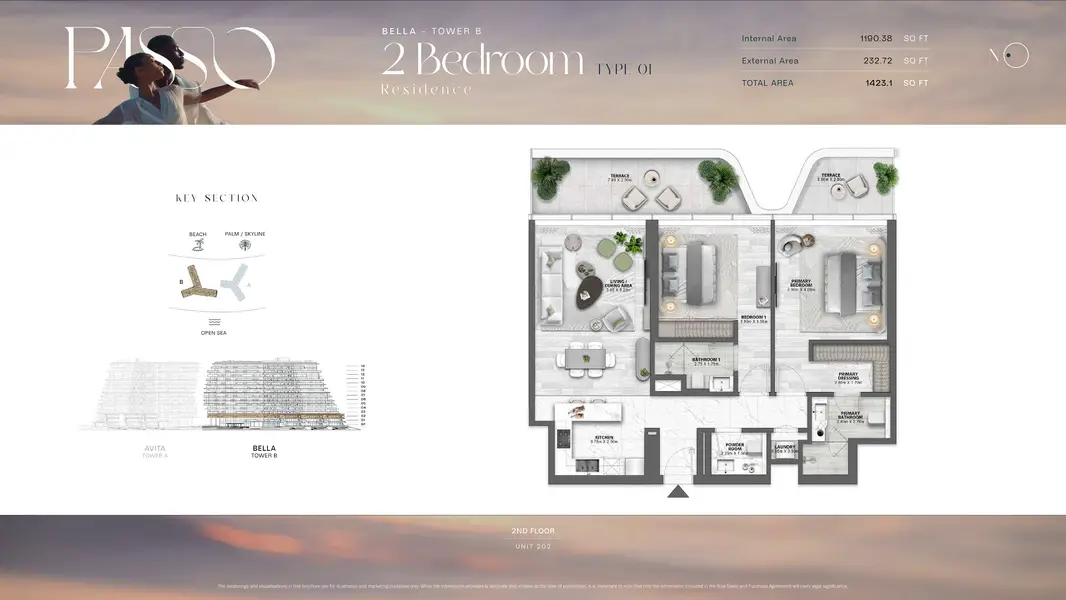 2 BR floor plan