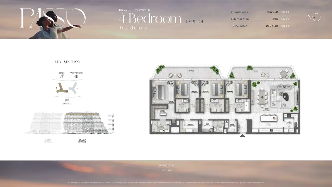 4 BR floor plan