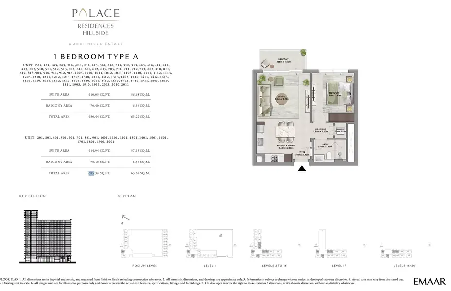 1 BR floor plan
