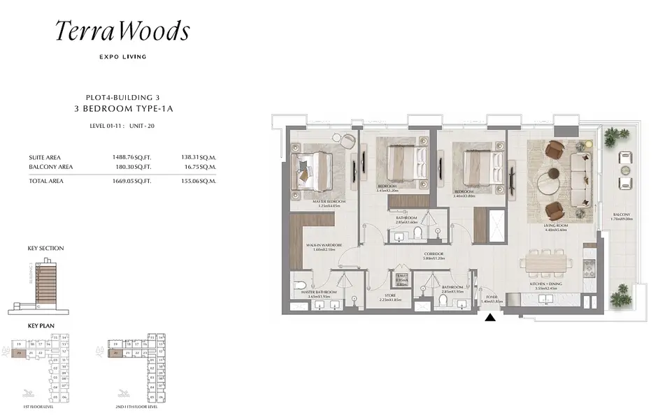 3 BR floor plan