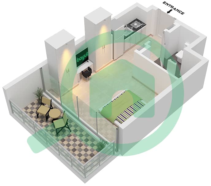 Azizi Raffi - Studio Apartment Type/unit 1C / UNIT 23 FLOOR 2 Floor plan Type 1C Unit 23 Floor 2 interactive3D