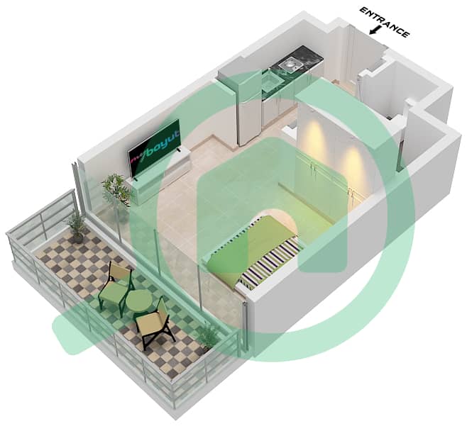 Azizi Raffi - Studio Apartment Type/unit 2C / UNIT 6 FLOOR 2 Floor plan Type 2C Unit 6 Floor 2 interactive3D