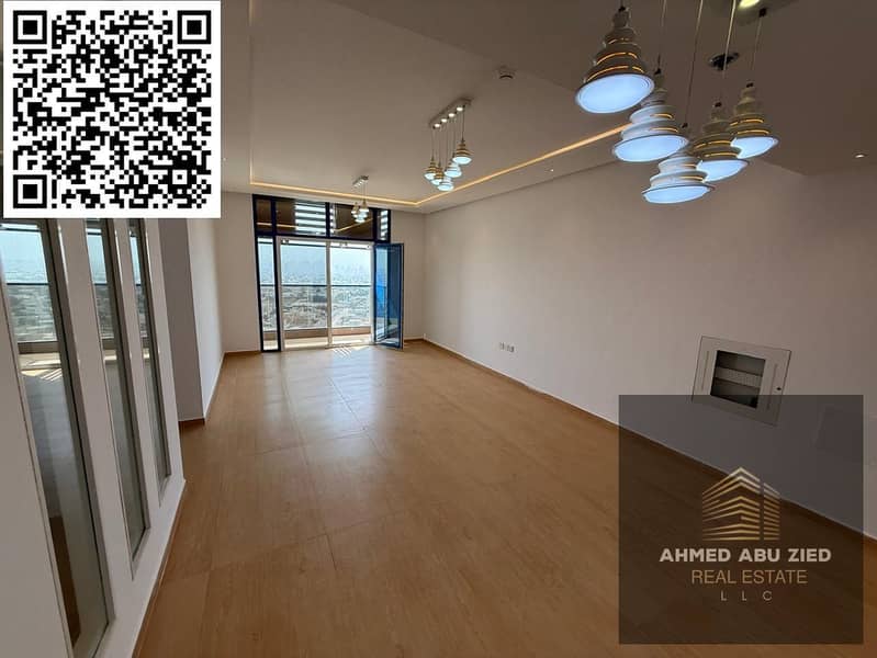 Luxury 3BR + Hall for annual rent in Al Nuaimiya 3, Ajman – hotel-style finishing, 2 bathrooms, balcony, central A/C, free parking, AED 65K.