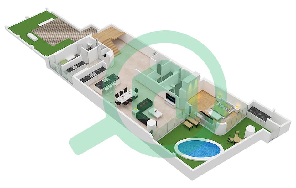 Mr. C Residences - Grundriss für 4 Schlafzimmer Wohnung Typ G-03 Type G-03 Ground Floor interactive3D