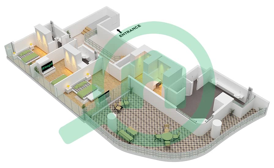 Mr. C Residences - Grundriss für 4 Schlafzimmer Wohnung Typ G-03 Type G-03 First Floor interactive3D