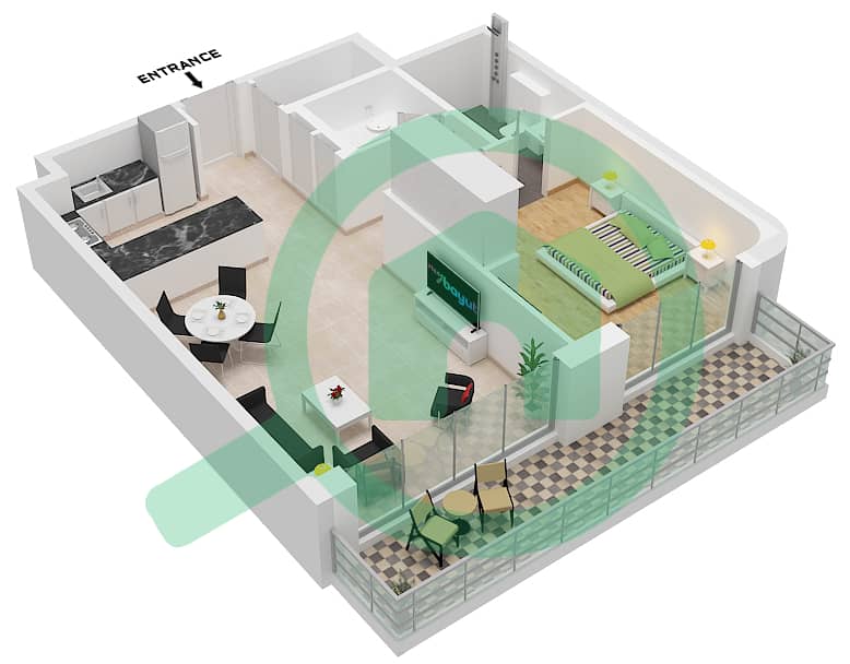 Floor plans for Type/unit B1-1D / UNIT 6 FLOOR 2 1-bedroom Apartments ...